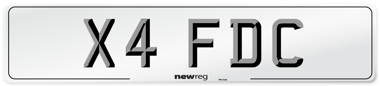 X4 FDC Number Plate from New Reg